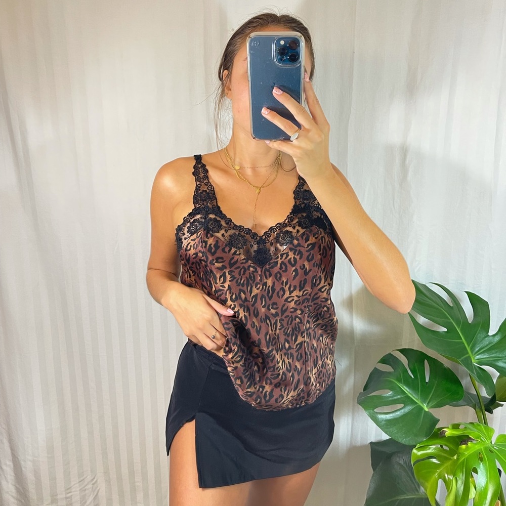 Silkscreen Lace Cheetah Cami Top